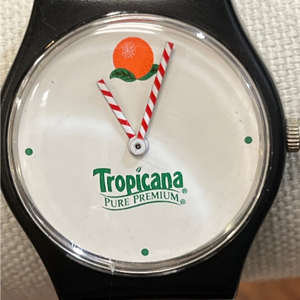 Vintage Tropicana Watch Soft Black Flexible Watch Band New Battery February 2023